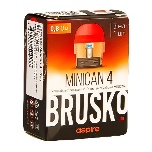 Сменный картридж Brusko - Minican 4 (0.8 Ом, Красный) купить в Воронеже
