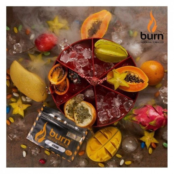 Табак Burn - Tsunami (Тропические Фрукты со Льдом, 100 грамм) купить в Воронеже