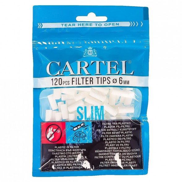Фильтры для самокруток Cartel - Slim (120 штук, 15х6 мм) купить в Воронеже
