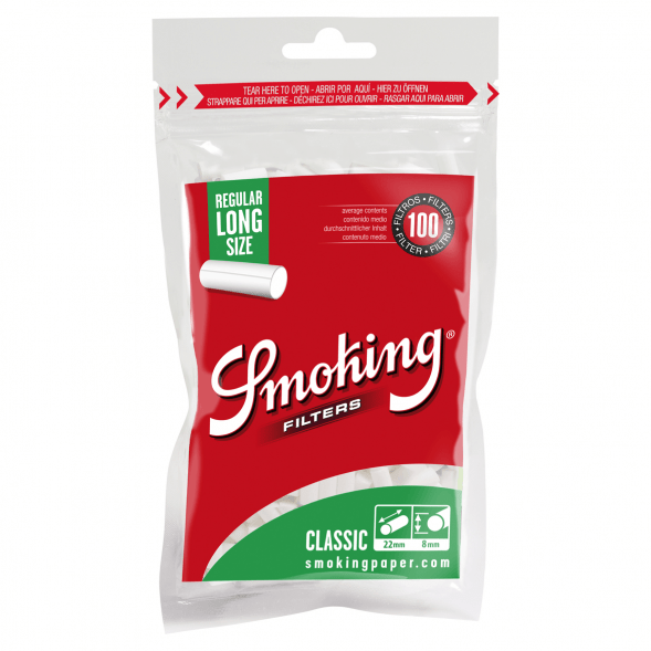 Фильтры для самокруток Smoking - Regular Classic Long (100 штук, 22x8 мм) купить в Воронеже