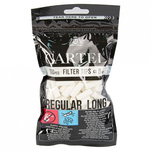 Фильтры для самокруток Cartel - Regular Long (100 штук, 22х8 мм) купить в Воронеже